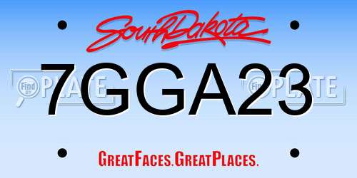 7GGA23 South Dakota License Plate