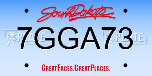7GGA73 South Dakota License Plate