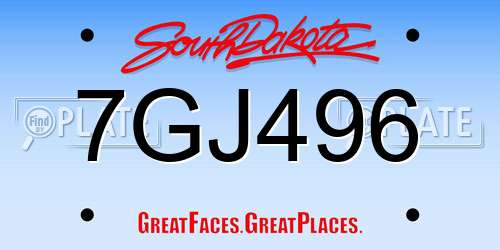 7GJ496 South Dakota License Plate