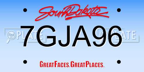7GJA96 South Dakota License Plate