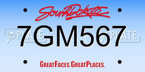 7GM567 South Dakota License Plate