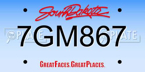 7GM867 South Dakota License Plate