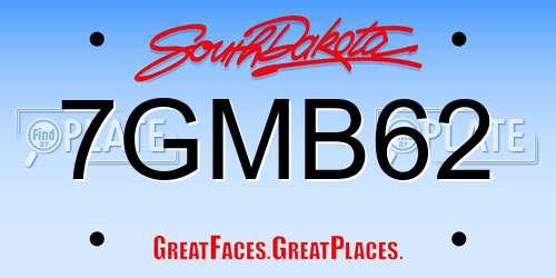 7GMB62 South Dakota License Plate
