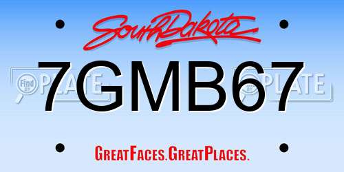 7GMB67 South Dakota License Plate