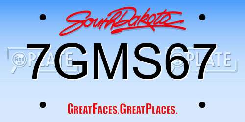 7GMS67 South Dakota License Plate