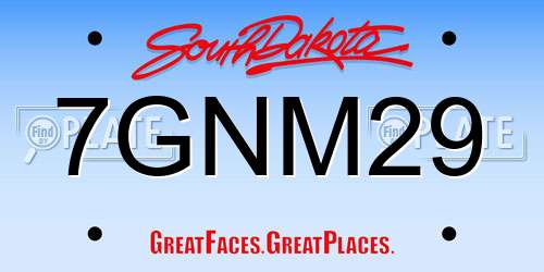7GNM29 South Dakota License Plate