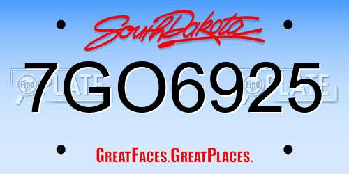 7GO6925 South Dakota License Plate