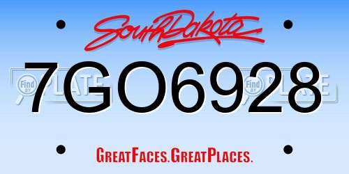 7GO6928 South Dakota License Plate