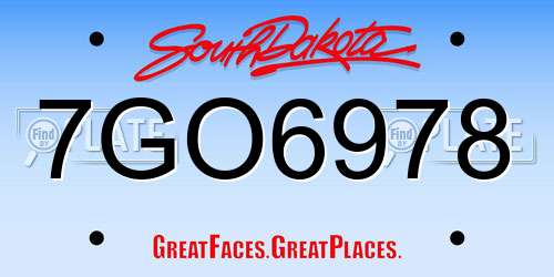 7GO6978 South Dakota License Plate