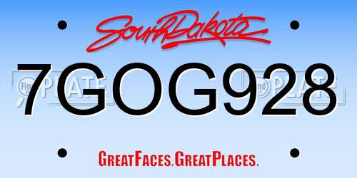 7GOG928 South Dakota License Plate