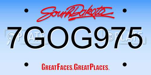 7GOG975 South Dakota License Plate