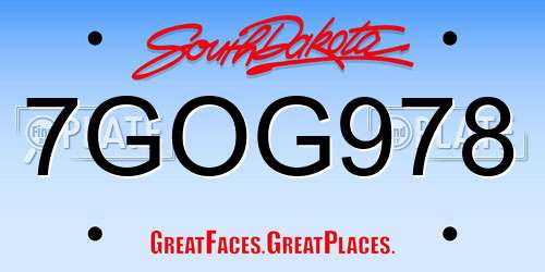 7GOG978 South Dakota License Plate