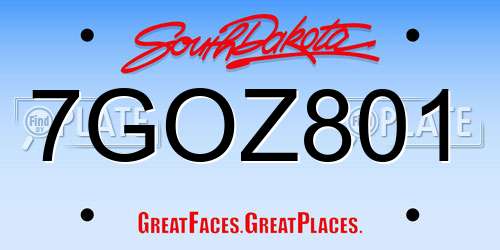 7GOZ801 South Dakota License Plate