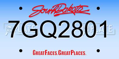 7GQ2801 South Dakota License Plate