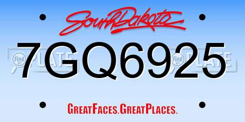 7GQ6925 South Dakota License Plate