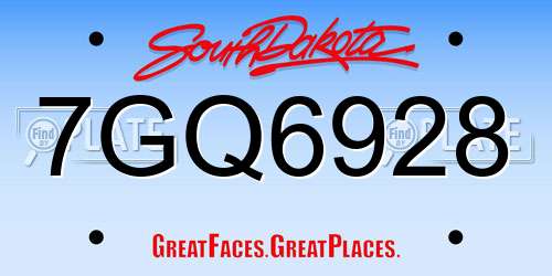 7GQ6928 South Dakota License Plate