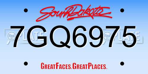 7GQ6975 South Dakota License Plate