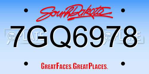 7GQ6978 South Dakota License Plate