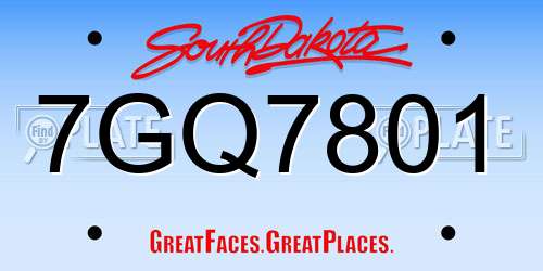 7GQ7801 South Dakota License Plate