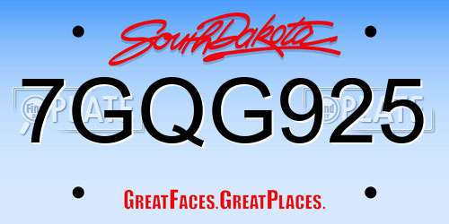 7GQG925 South Dakota License Plate