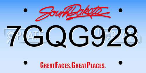 7GQG928 South Dakota License Plate