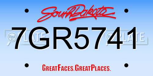 7GR5741 South Dakota License Plate