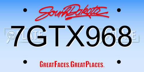 7GTX968 South Dakota License Plate