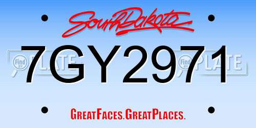 7GY2971 South Dakota License Plate