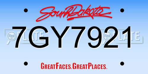 7GY7921 South Dakota License Plate