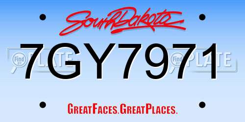 7GY7971 South Dakota License Plate