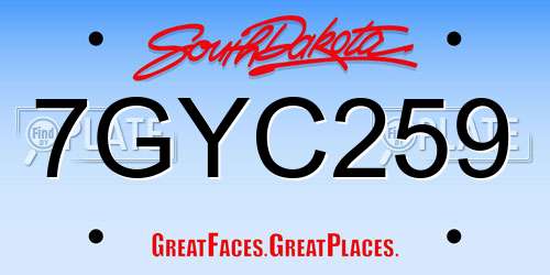 7GYC259 South Dakota License Plate