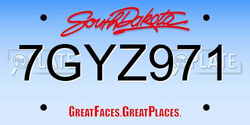 7GYZ971 South Dakota License Plate
