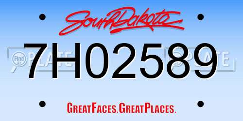 7H02589 South Dakota License Plate