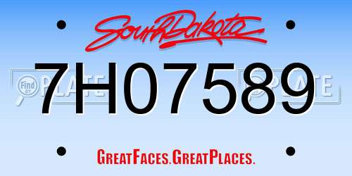 7H07589 South Dakota License Plate