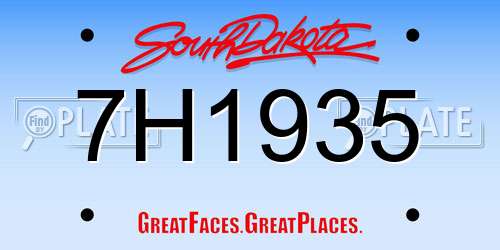 7H1935 South Dakota License Plate