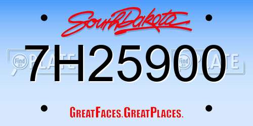 7H25900 South Dakota License Plate