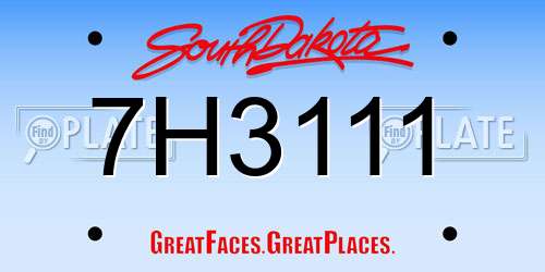 7H3111 South Dakota License Plate