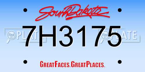 7H3175 South Dakota License Plate