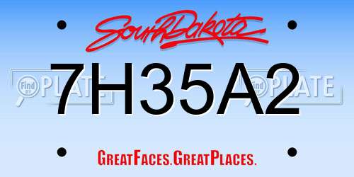 7H35A2 South Dakota License Plate