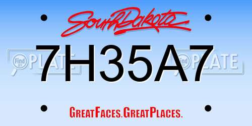 7H35A7 South Dakota License Plate