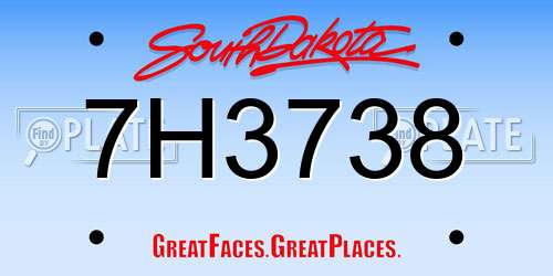 7H3738 South Dakota License Plate