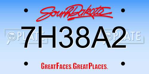 7H38A2 South Dakota License Plate