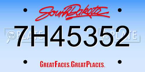7H45352 South Dakota License Plate