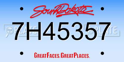 7H45357 South Dakota License Plate