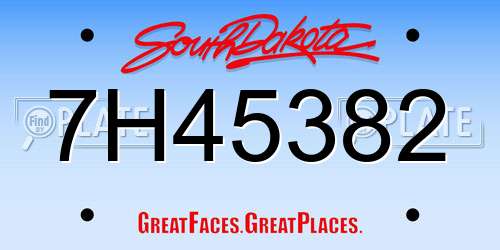 7H45382 South Dakota License Plate