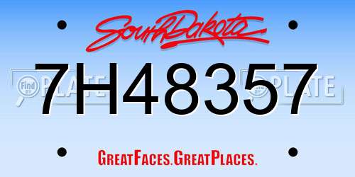7H48357 South Dakota License Plate