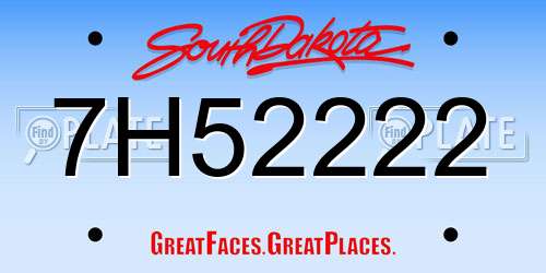 7H52222 South Dakota License Plate