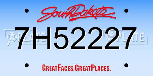 7H52227 South Dakota License Plate