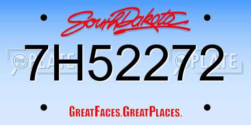 7H52272 South Dakota License Plate