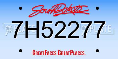 7H52277 South Dakota License Plate